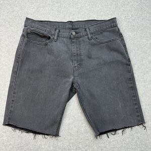 Levi Strauss & Co 541 Denim Shorts Mens 36x34 Washed Black Frayed Hem Bermuda